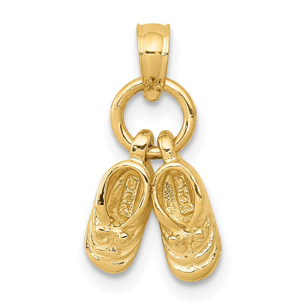 10K Gelbgold 3d Beweglich Baby Shoes Charm