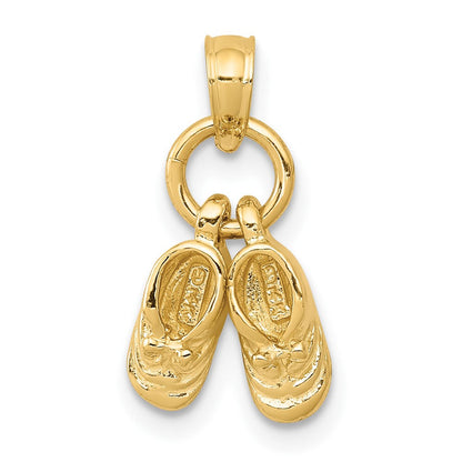 10K Gelbgold 3d Beweglich Baby Shoes Charm