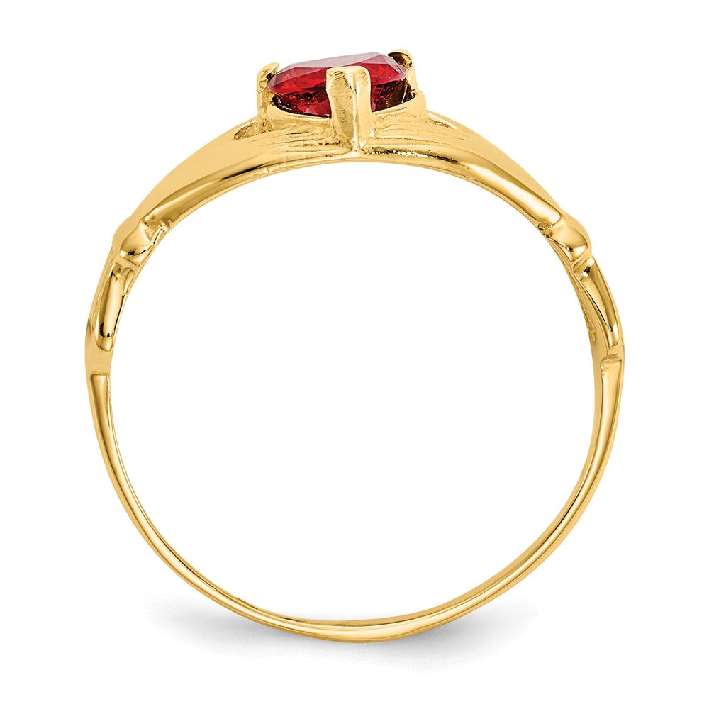 10K Gelbgold Zirkonia January Geburtsstein Claddagh Herz Ring