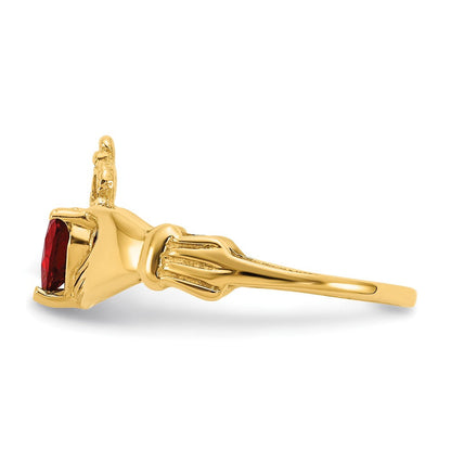 10K Gelbgold Zirkonia January Geburtsstein Claddagh Herz Ring
