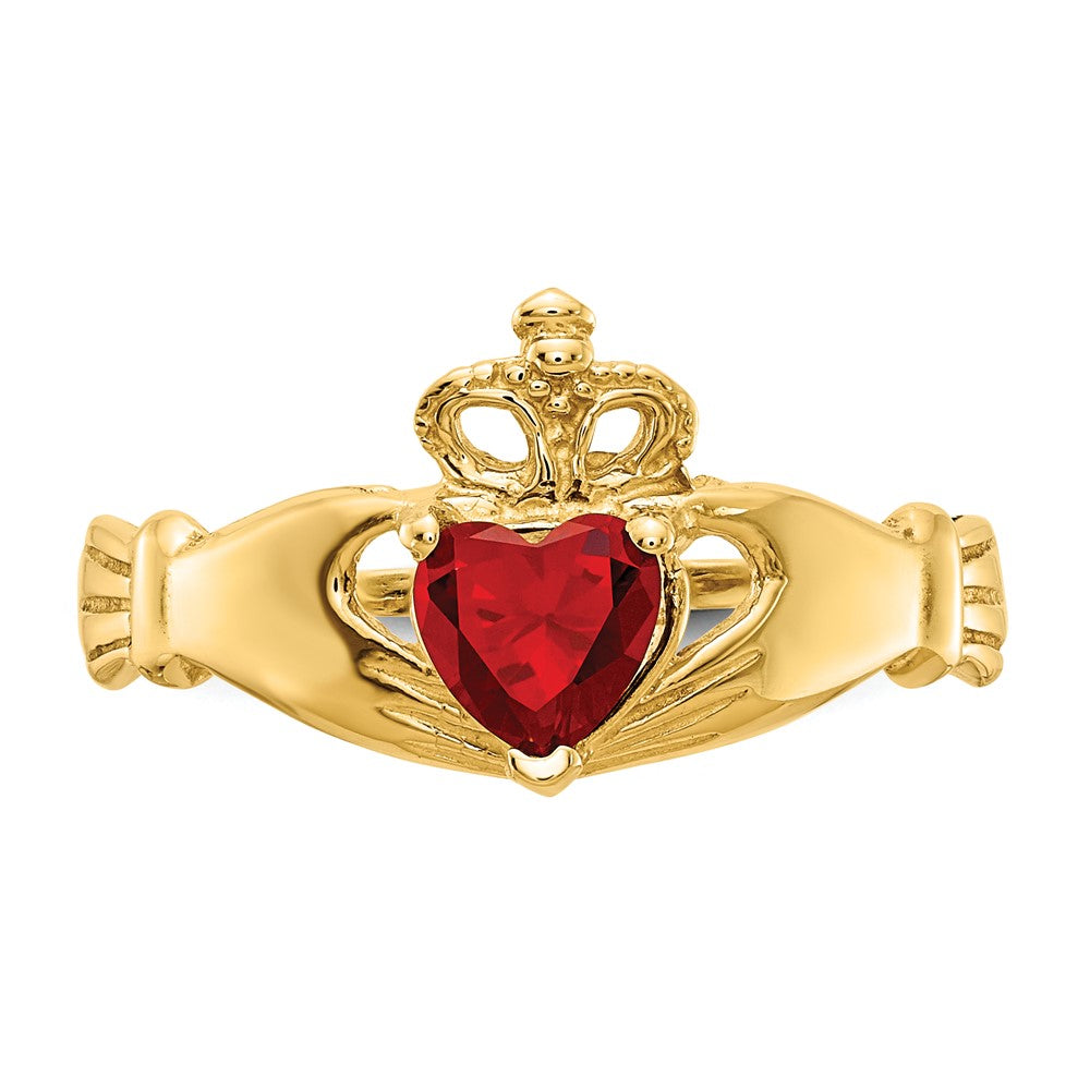 10K Gelbgold Zirkonia January Geburtsstein Claddagh Herz Ring