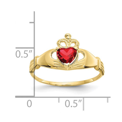 10K Gelbgold Zirkonia January Geburtsstein Claddagh Herz Ring