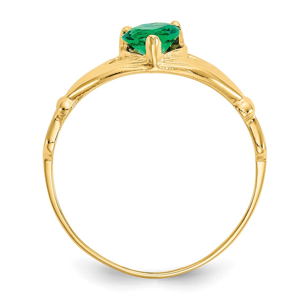 10K Gelbgold Zirkonia May Geburtsstein Claddagh Herz Ring