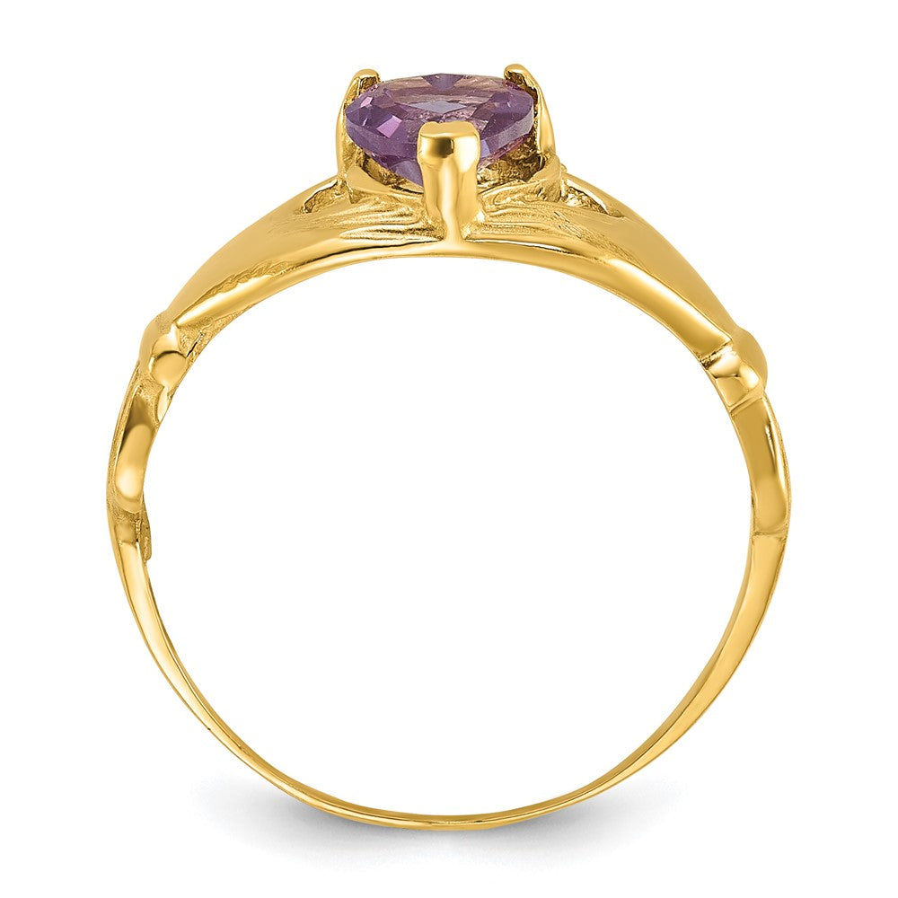 10K Gelbgold Zirkonia June Geburtsstein Claddagh Herz Ring