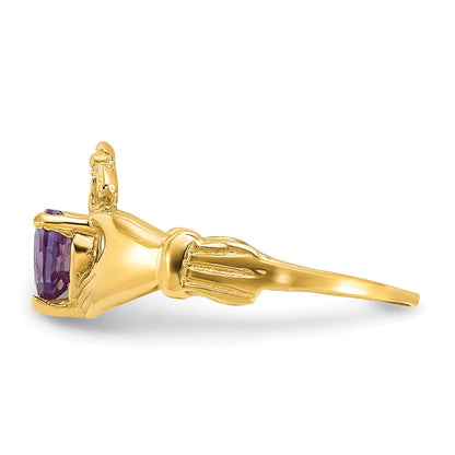 10K Gelbgold Zirkonia June Geburtsstein Claddagh Herz Ring