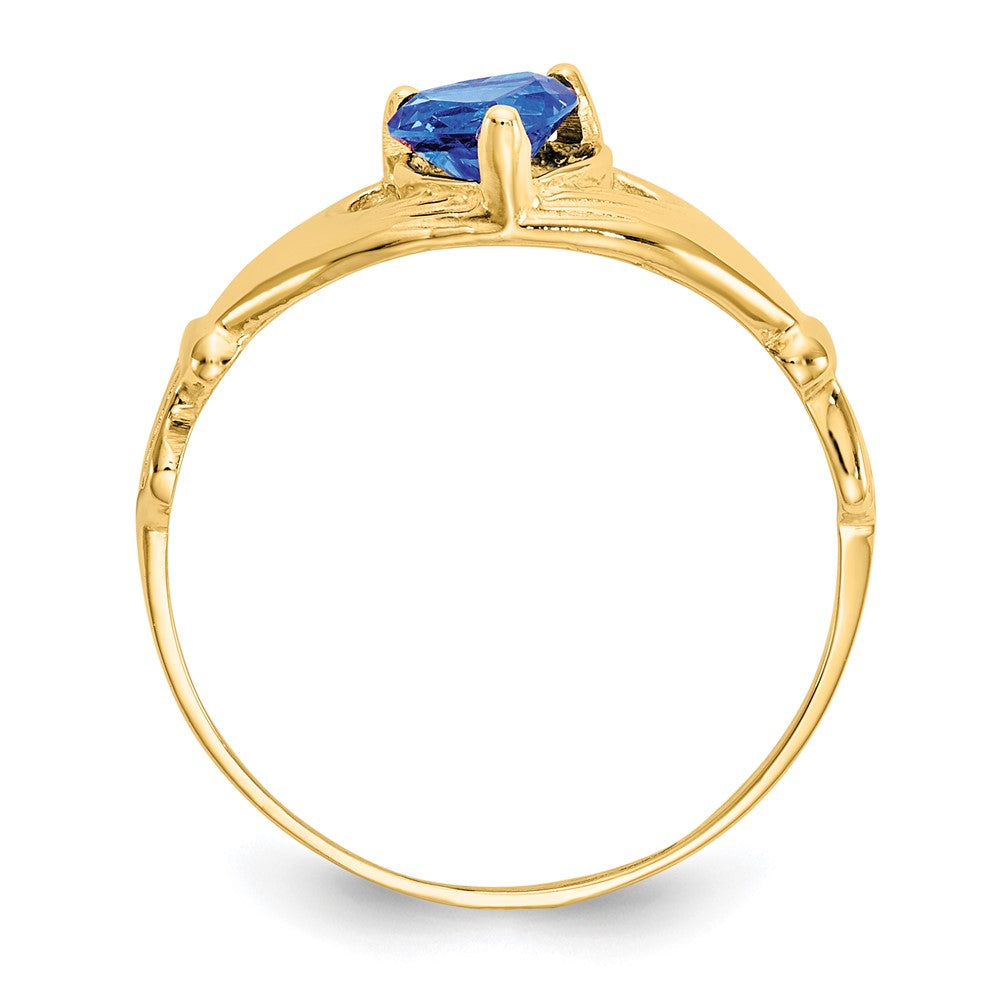10K Gelbgold Zirkonia September Geburtsstein Claddagh Herz Ring