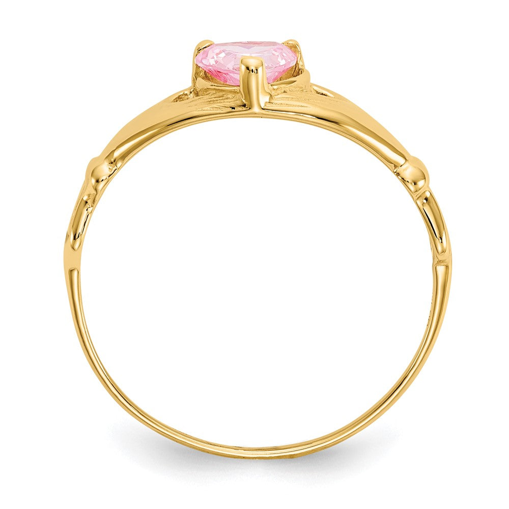 10K Gelbgold Zirkonia October Geburtsstein Claddagh Herz Ring