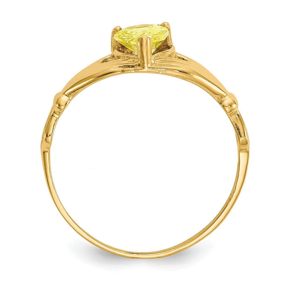 10K Gelbgold Zirkonia November Geburtsstein Claddagh Herz Ring
