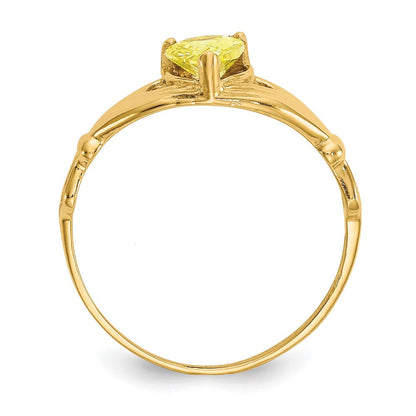 10K Gelbgold Zirkonia November Geburtsstein Claddagh Herz Ring