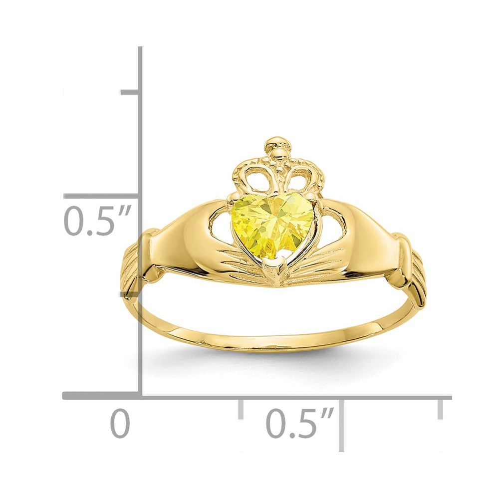 10K Gelbgold Zirkonia November Geburtsstein Claddagh Herz Ring