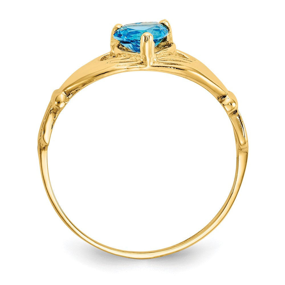 10K Gelbgold Zirkonia December Geburtsstein Claddagh Herz Ring