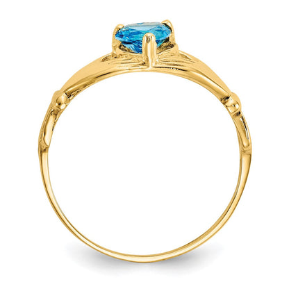 10K Gelbgold Zirkonia December Geburtsstein Claddagh Herz Ring
