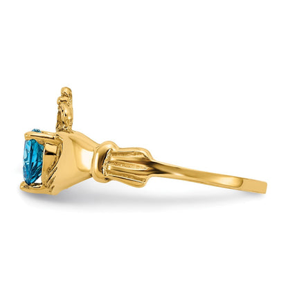 10K Gelbgold Zirkonia December Geburtsstein Claddagh Herz Ring