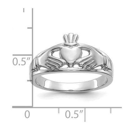 10K Weißgold Damen Claddagh Ring