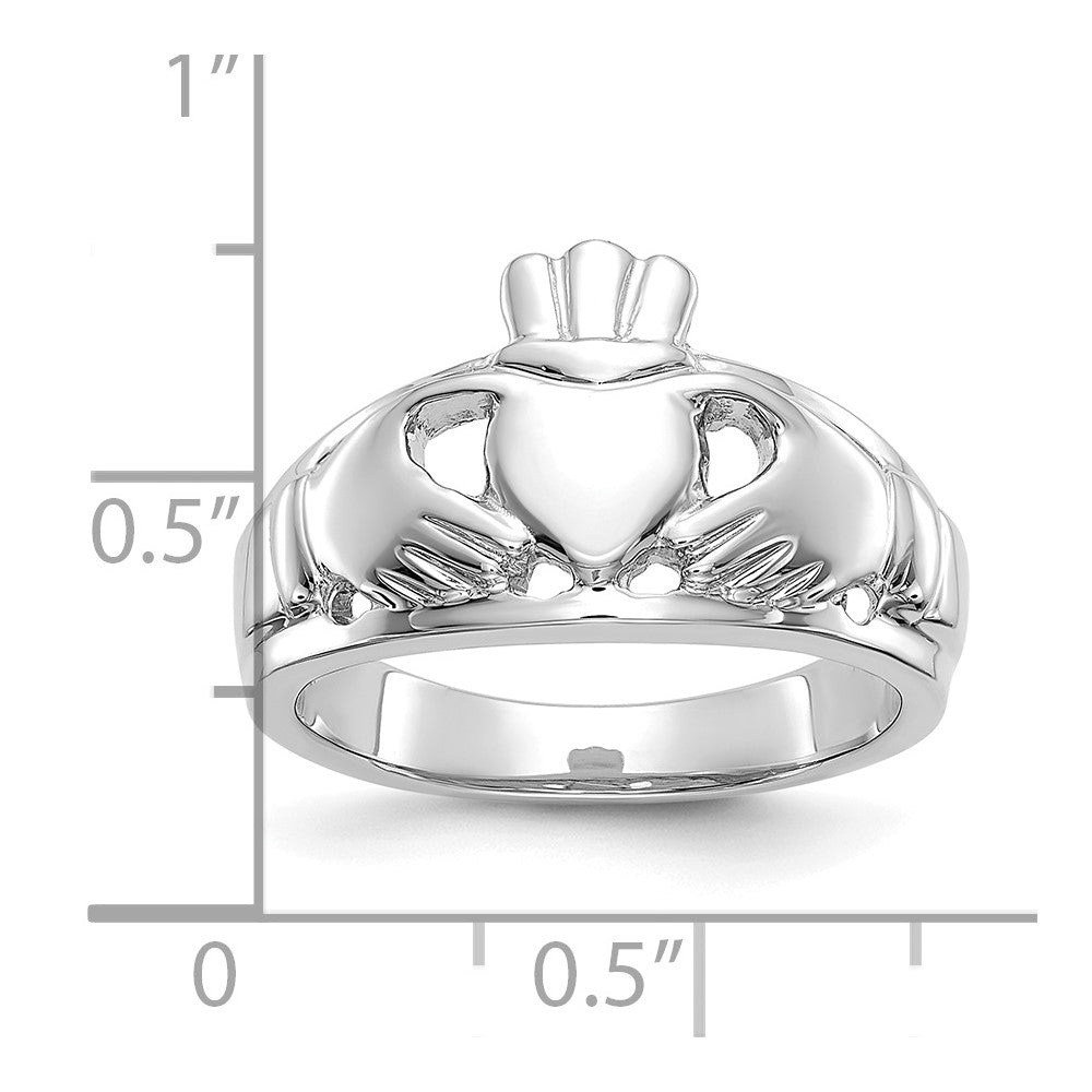10K Weißgold Damen Claddagh Ring
