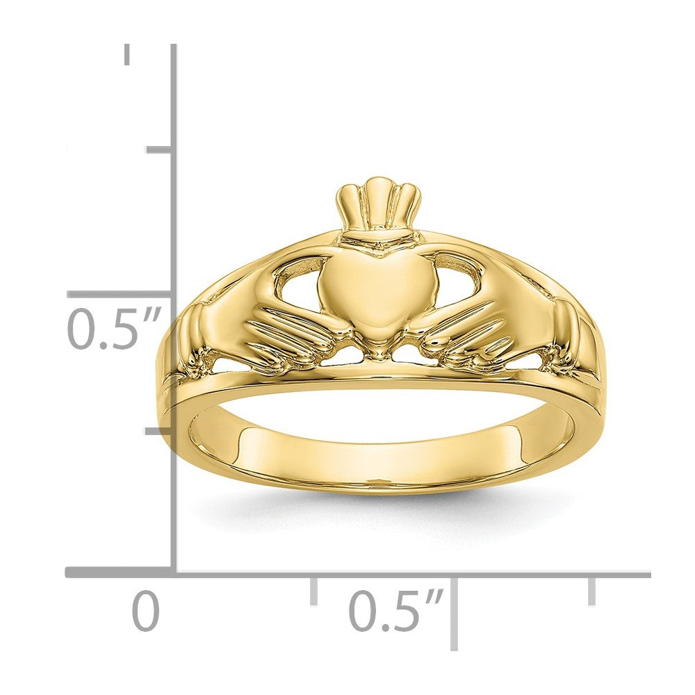 10K Gelbgold Poliert Damen Claddagh Ring