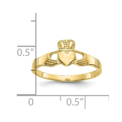 10K Gelbgold Poliert Damen Claddagh Ring