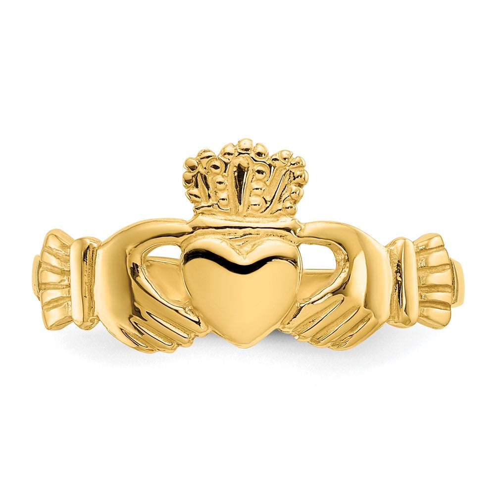 10K Gelbgold Poliert Damen Claddagh-Ring