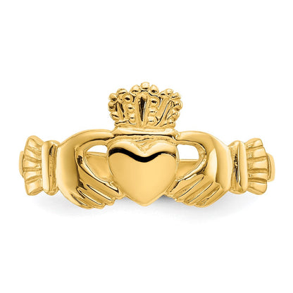 10K Gelbgold Poliert Damen Claddagh-Ring