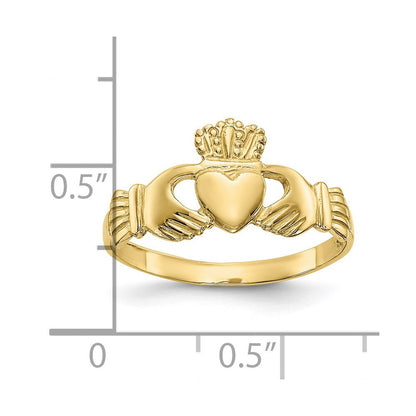 10K Gelbgold Poliert Damen Claddagh-Ring