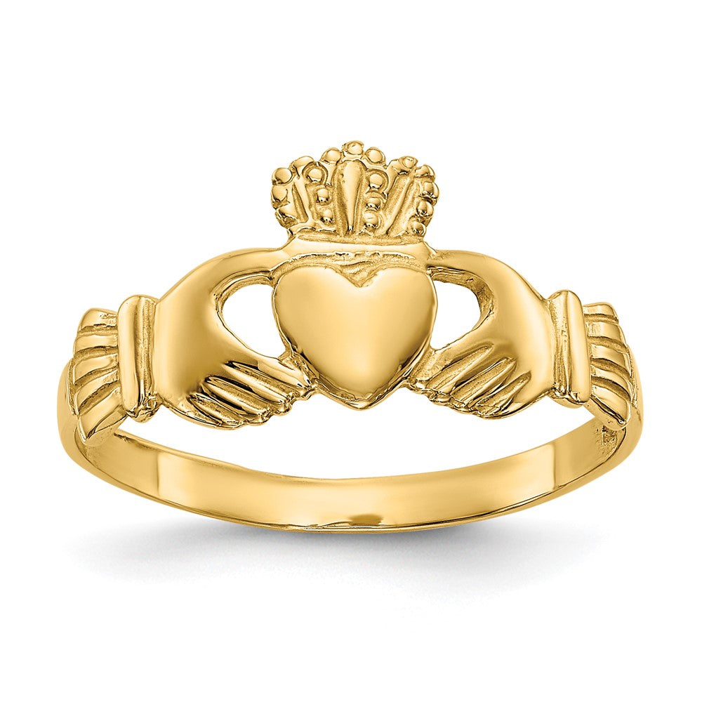 10K Gelbgold Poliert Damen Claddagh-Ring