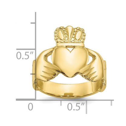 10K Gelbgold Poliert Damen Claddagh Ring