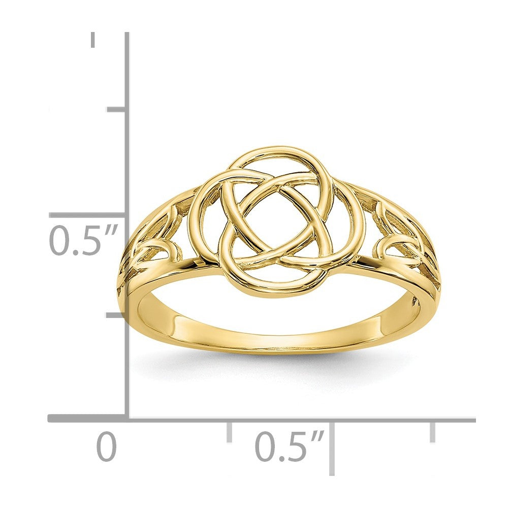 10K Gelbgold Poliert Damen Keltisch Knoten Ring