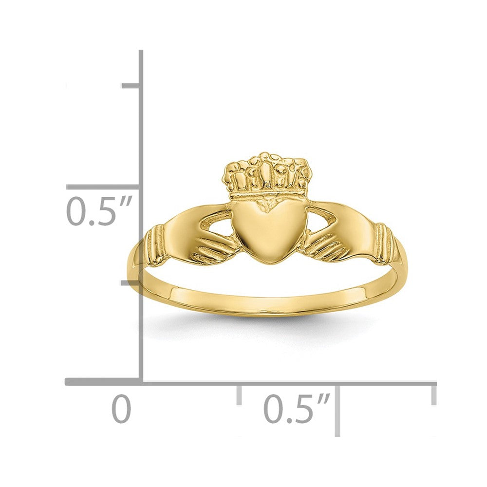 10K Gelbgold Poliert Damen Claddagh Ring