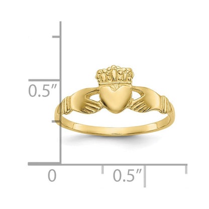 10K Gelbgold Poliert Damen Claddagh Ring