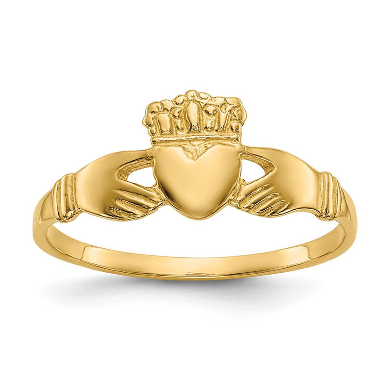 10K Gelbgold Poliert Damen Claddagh Ring