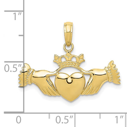 10K Gelbgold Poliert Claddagh Anhänger