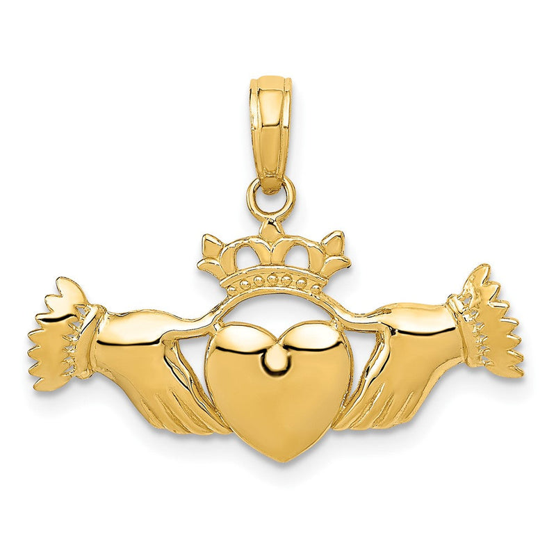 10K Gelbgold Poliert Claddagh Anhänger