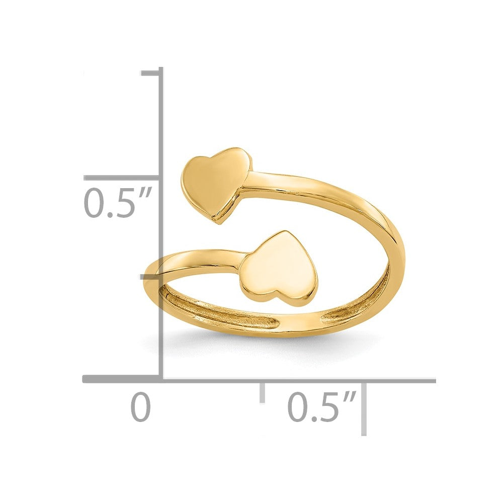 10K Gelbgold 10K Doppelt Herz Zehenring