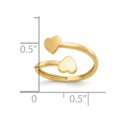 10K Gelbgold 10K Doppelt Herz Zehenring