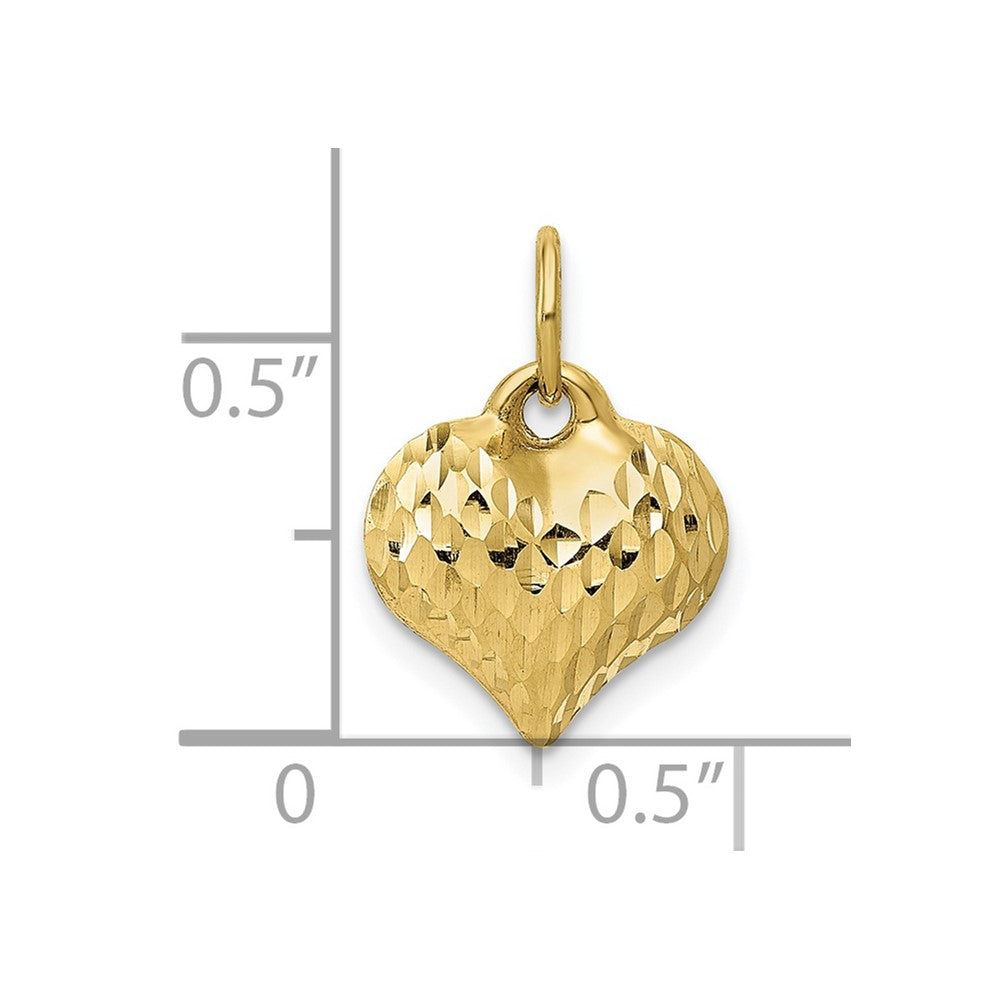 10K Gelbgold 10K Poliert & Strukturiert 3-d Herz Anhänger