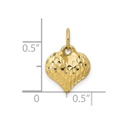 10K Gelbgold 10K Poliert & Strukturiert 3-d Herz Anhänger