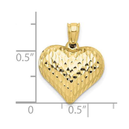 10K Gelbgold 10K Poliert & Strukturiert 3-d Herz Anhänger