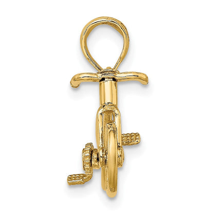 10K Gelbgold 3-d Beweglich Bicycle Charm