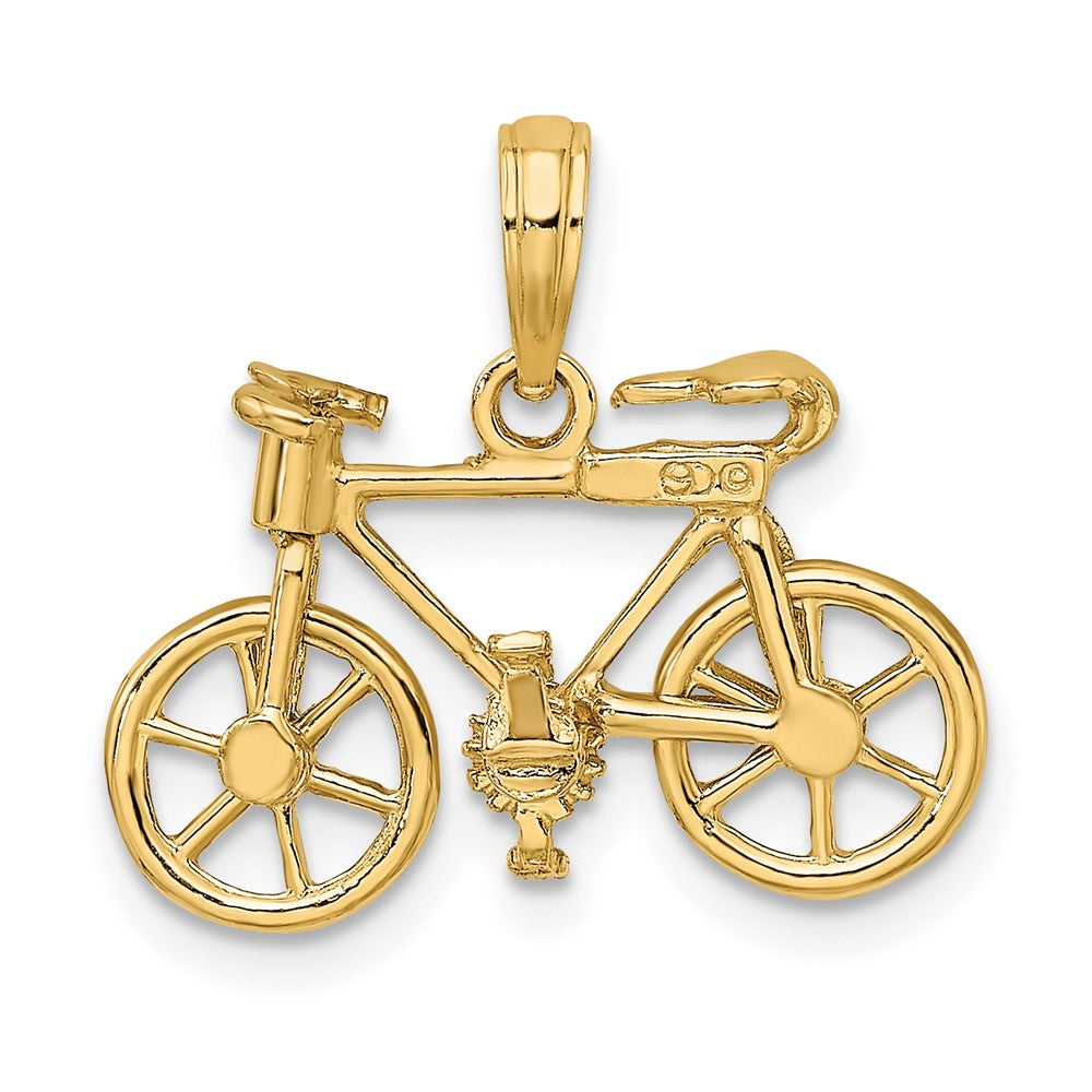 10K Gelbgold 3-d Beweglich Bicycle Charm
