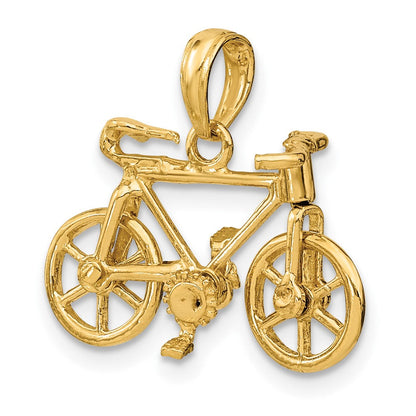 10K Gelbgold 3-d Beweglich Bicycle Charm