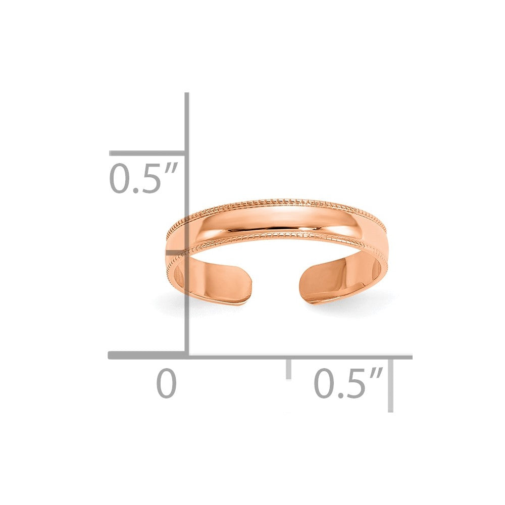 10K Roségold 10K Mill Grain Verstellbar Zehenring
