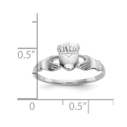 10K Weißgold Damen Claddagh Ring