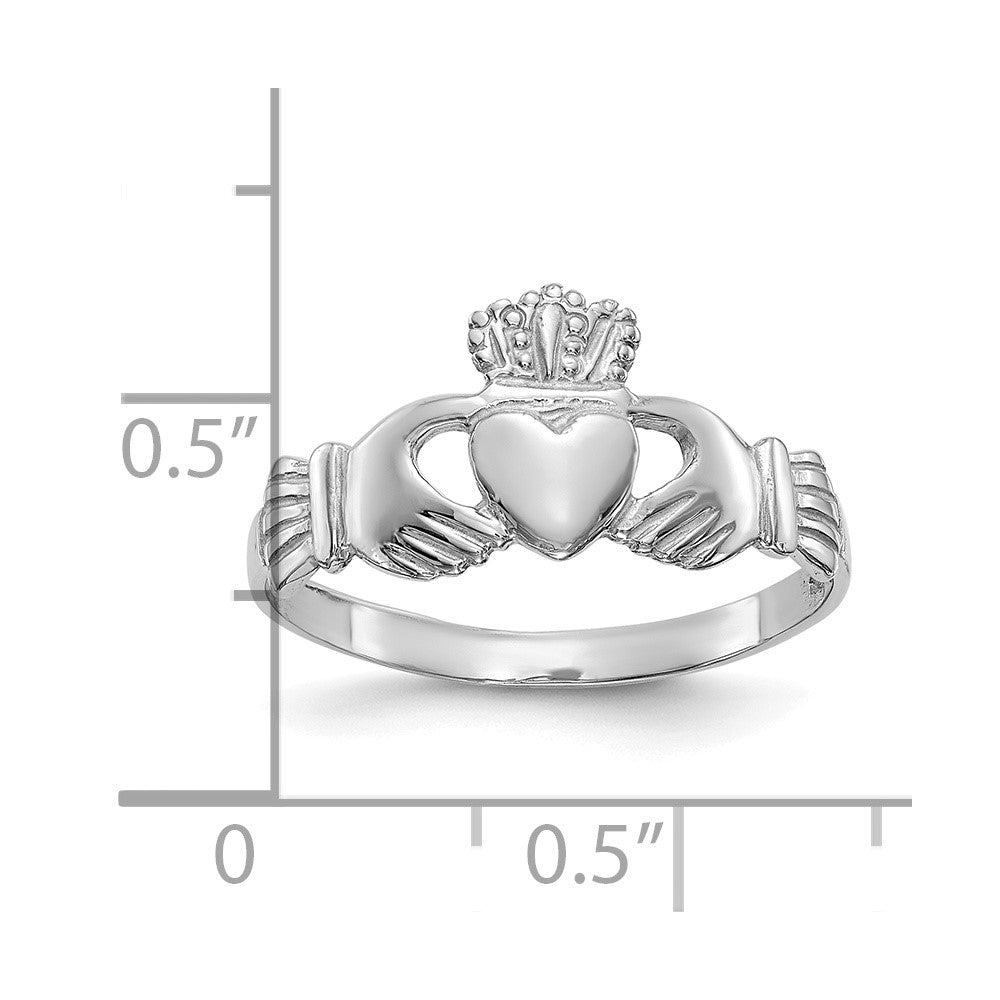 10K Weißgold Damen Claddagh Ring