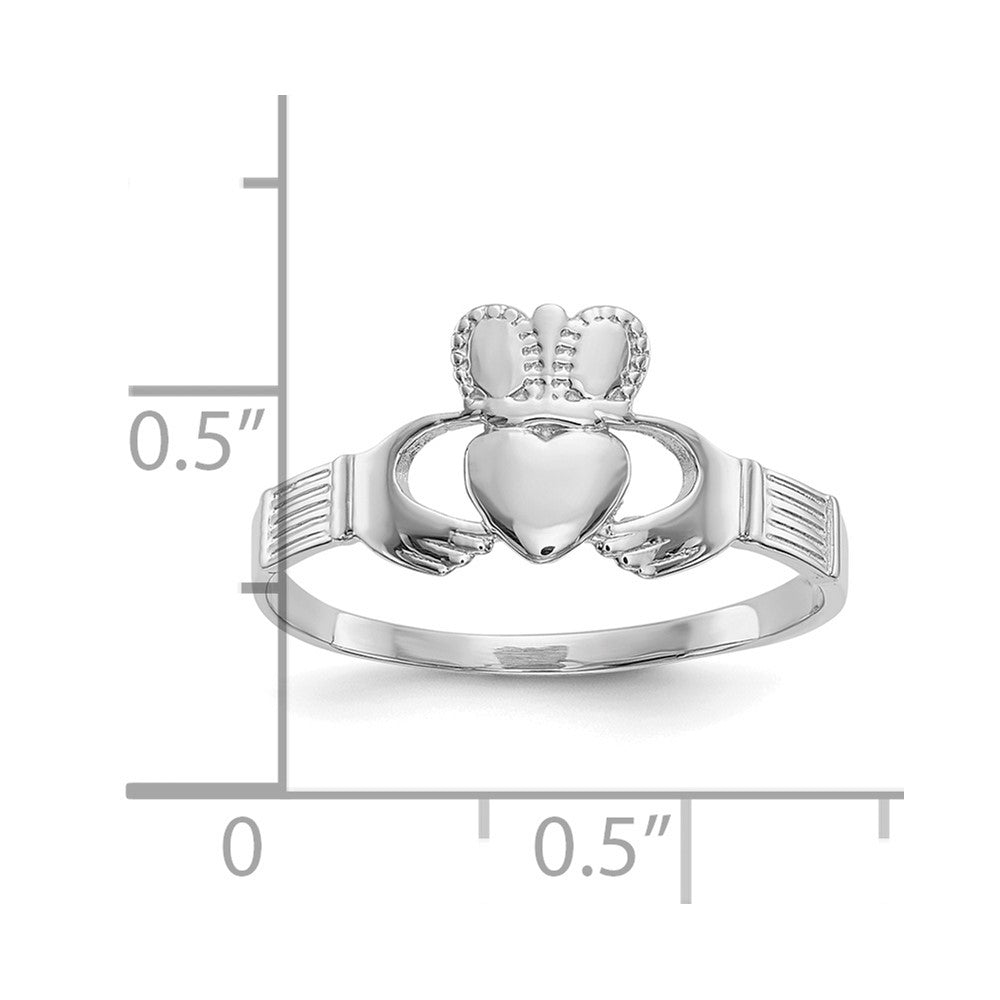 10K Weißgold Damen Claddagh Ring