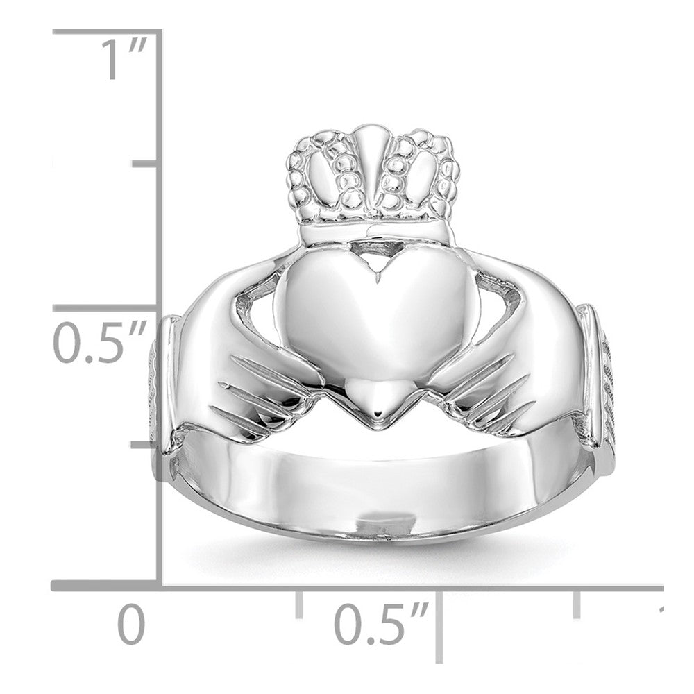 10K Weißgold Herren Claddagh Ring