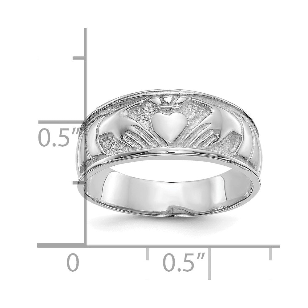10K Weißgold Damen Claddagh Ring
