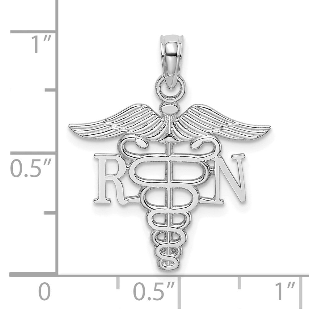 10K Weißgold Rn Caduceus Anhänger