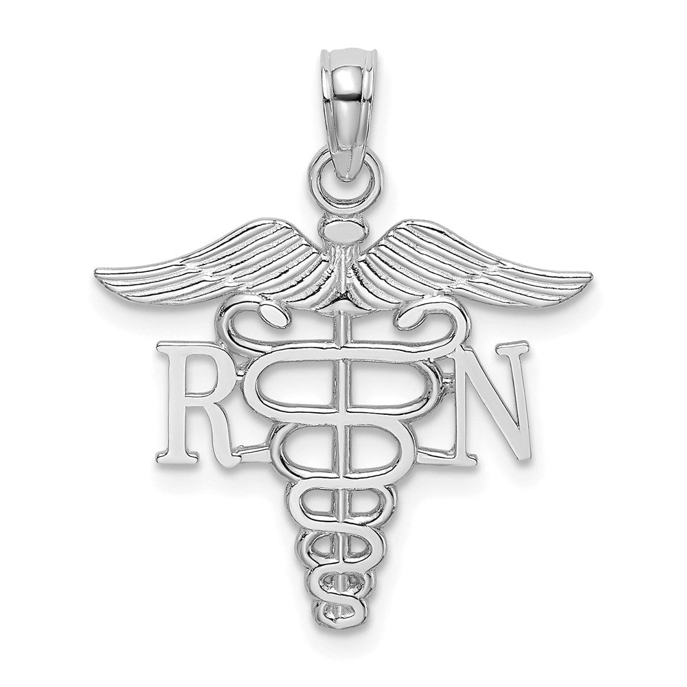 10K Weißgold Rn Caduceus Anhänger