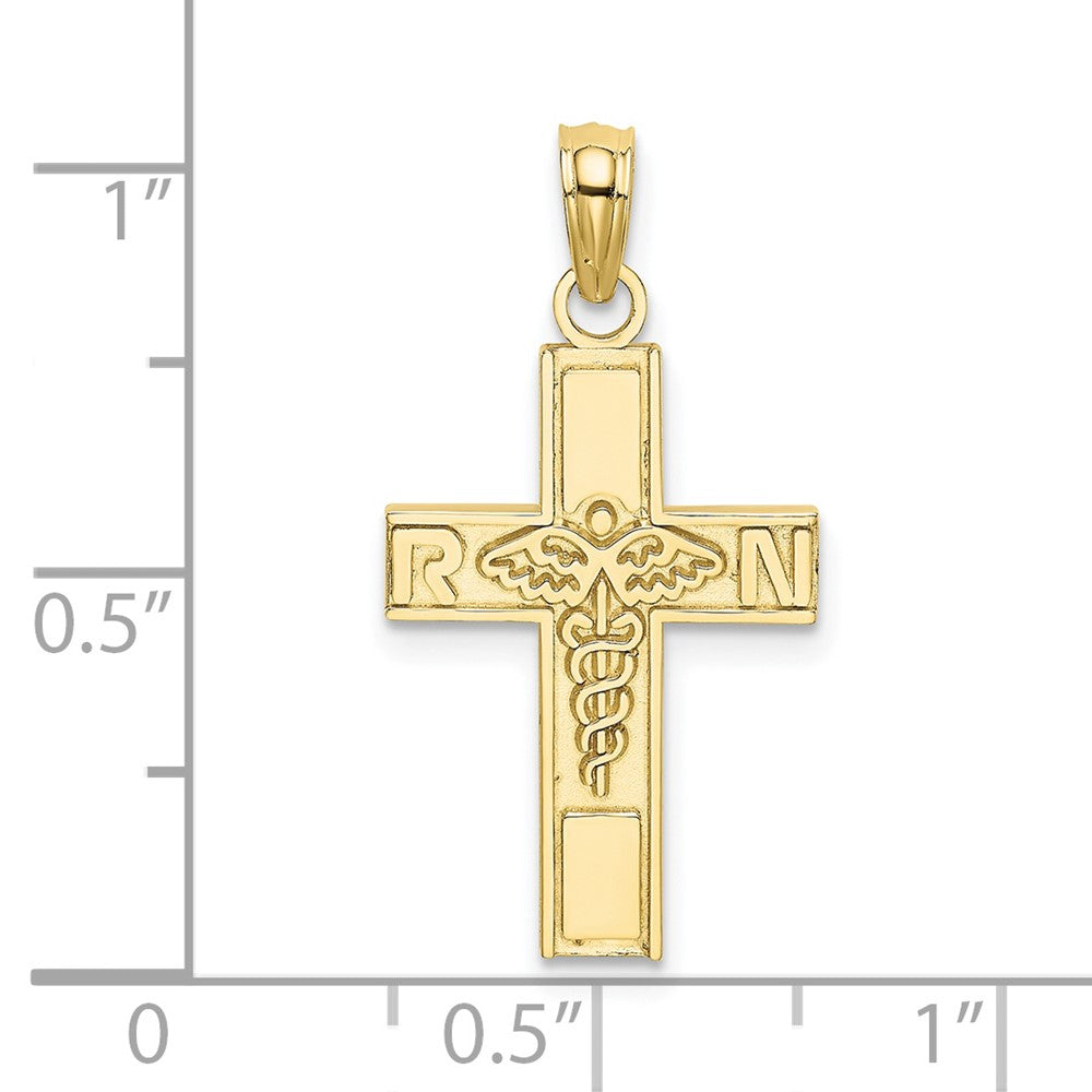 10K Gelbgold 10K Rn Caduceus Kreuz Charm