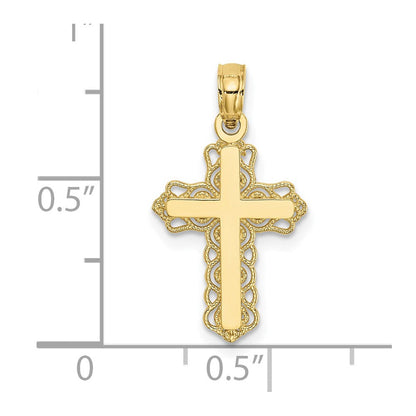 10K Gelbgold Knospend Kreuz Charm